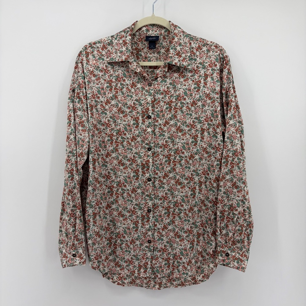 Daytrip Womens XS Multicolor Floral Button Down Shirt Long Sleeve High Low Hem